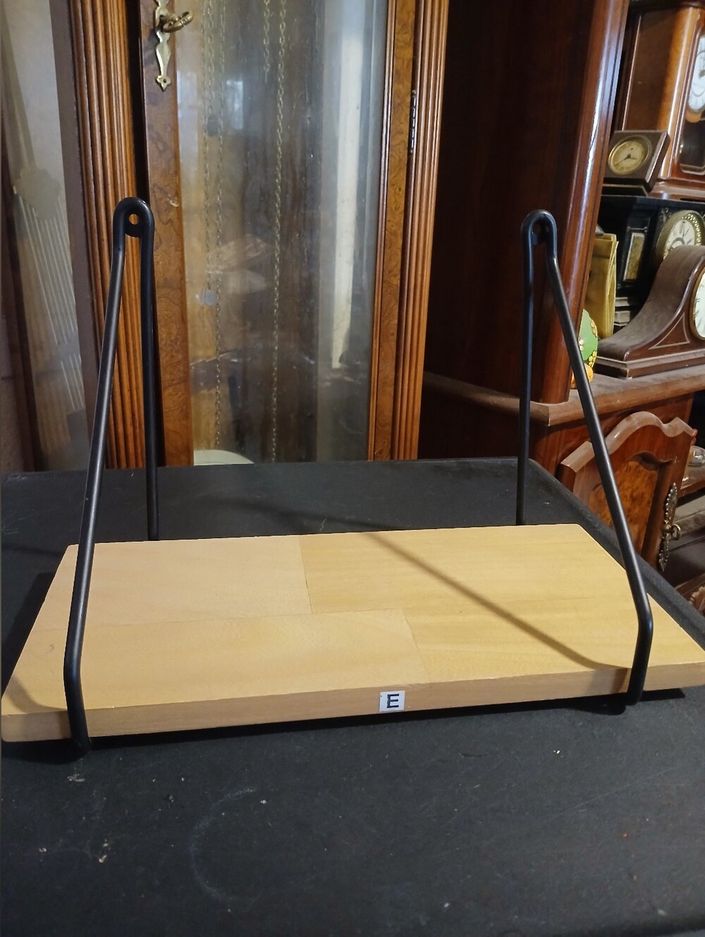 Wood and Black Metal Display Shelf